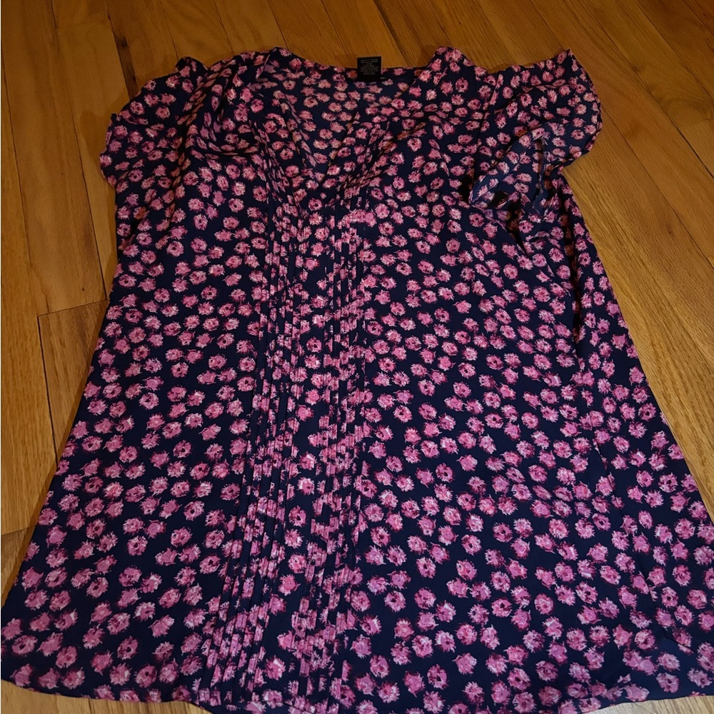 Floral Pink and Blue Blouse